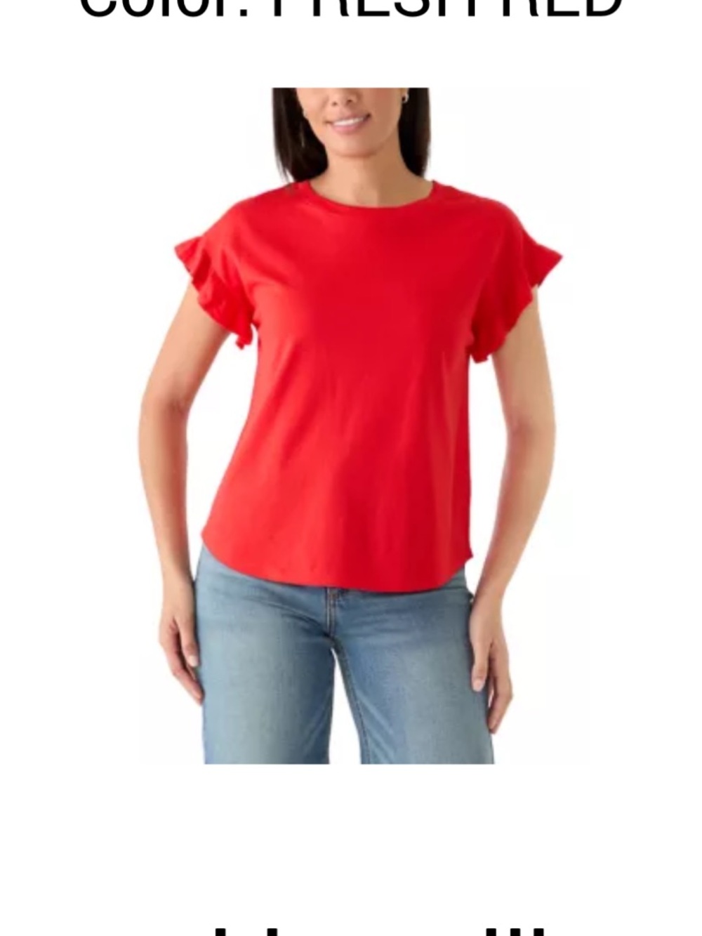 crown & ivy Fresh Red Ruffle Sleeve Tee